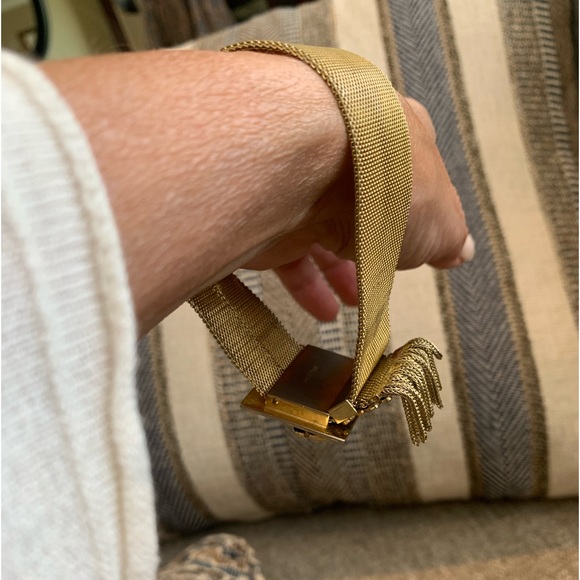 ✨WHITING & DAVIS Vintage Antique Floral Mesh Slide Gold Filled Bracelet - Picture 10 of 15